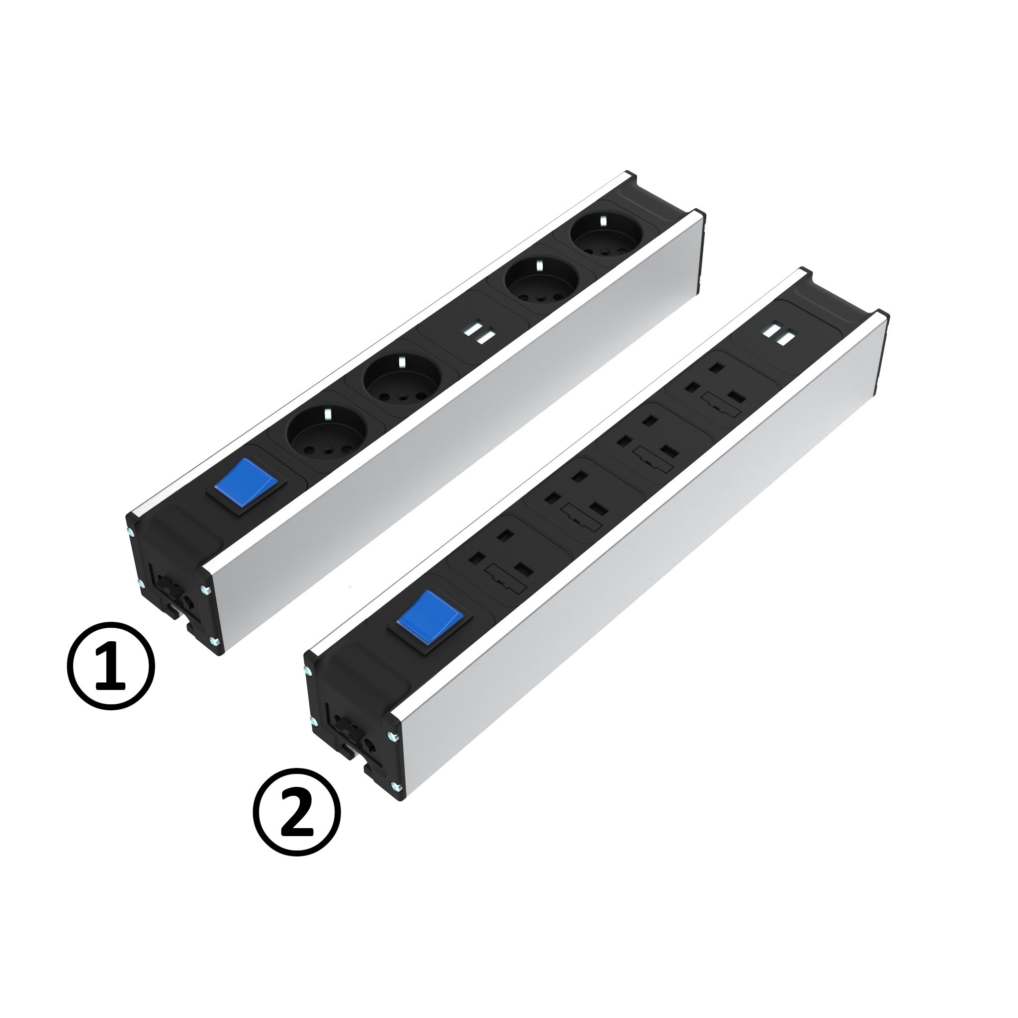 Разклонител, модул F Line 370 4x + USB, с ключ